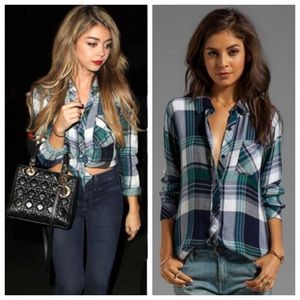 Rails hunter green plaid button down